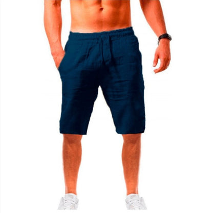 2022 Cross-Border Summer New Product Loose Cotton and Linen Breathable Five-Point Pants Men's Sports and Leisure Elastic Linen Shorts So ist Leben