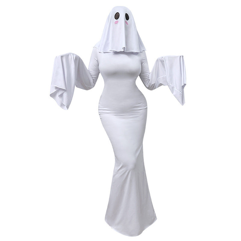 Halloween New Ghost Mother Cos Dress Lady Apricot Same Style Sexy Backless dress Stage Performance Dress for Women So ist Leben