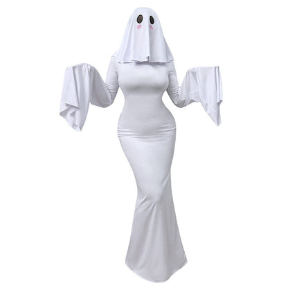 Halloween New Ghost Mother Cos Dress Lady Apricot Same Style Sexy Backless dress Stage Performance Dress for Women So ist Leben