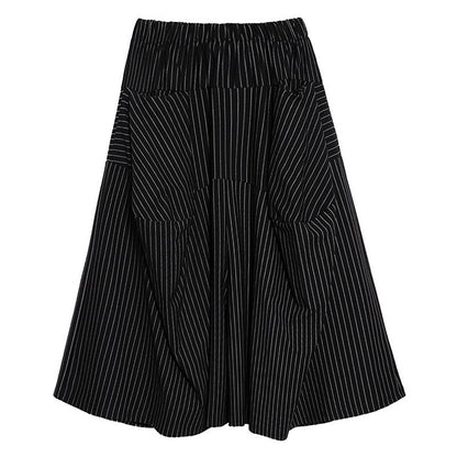 Japanese Yamamoto style black and white striped cropped wide-leg pants women's spring and autumn loose retro drape high waist casual culottes So ist Leben