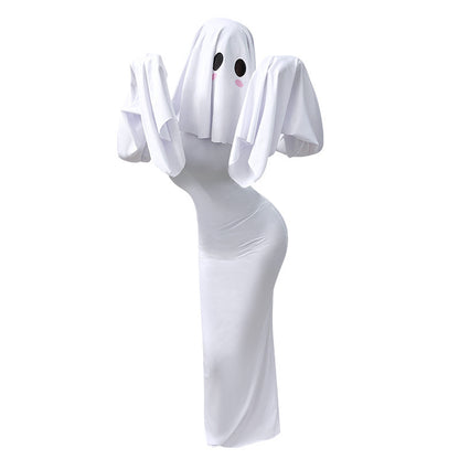 Halloween New Ghost Mother Cos Dress Lady Apricot Same Style Sexy Backless dress Stage Performance Dress for Women So ist Leben