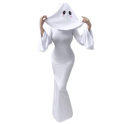 Halloween New Ghost Mother Cos Dress Lady Apricot Same Style Sexy Backless dress Stage Performance Dress for Women So ist Leben