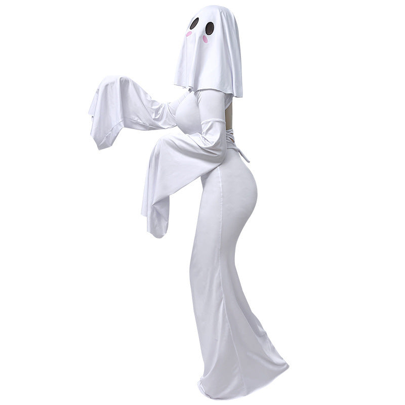 Halloween New Ghost Mother Cos Dress Lady Apricot Same Style Sexy Backless dress Stage Performance Dress for Women So ist Leben
