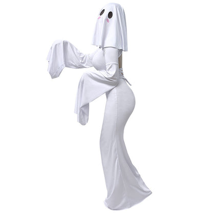 Halloween New Ghost Mother Cos Dress Lady Apricot Same Style Sexy Backless dress Stage Performance Dress for Women So ist Leben