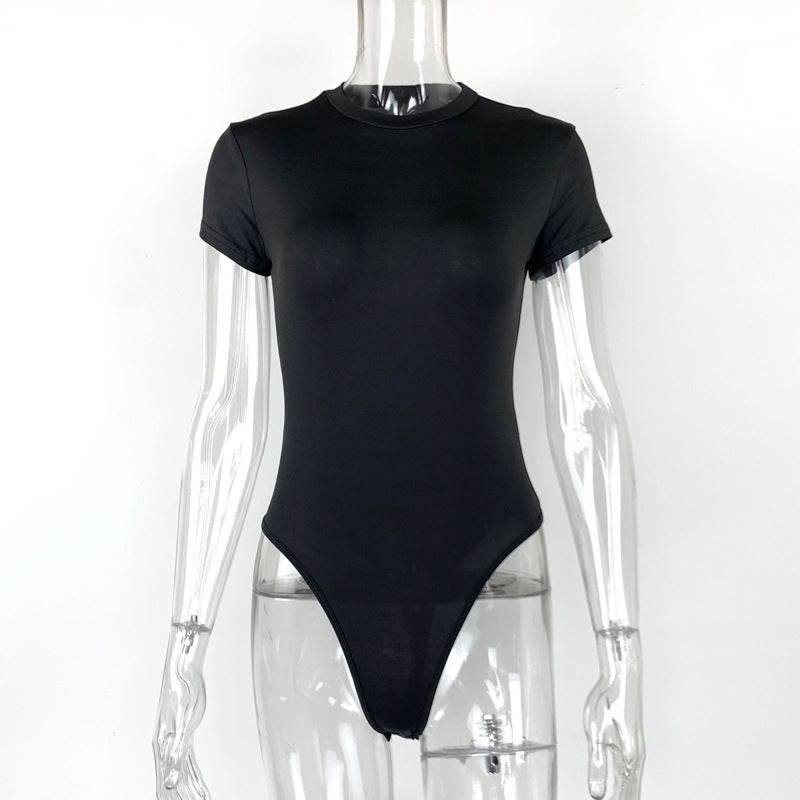 2025 summer new casual women's clothing Europe and the United States cross-border short sleeve jumpsuit foreign trade tight jumpsuit bodysuit So ist Leben