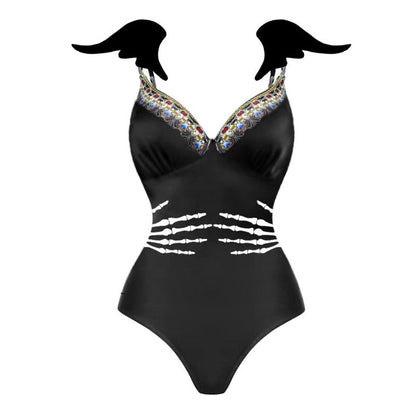 Halloween Limited Edition Swimsuit with Bows, Pumpkin Print Split Swimsuit, Cross-Border Hot Style and Sexy So ist Leben