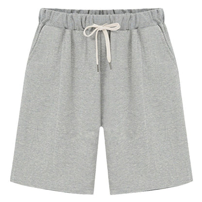 Solid Color Women's Summer High Waist 150kg Five-Point Pants Large Size Drawstring Sports Casual Pants Plus Size Slim Straight-Leg Pants Weizhong So ist Leben