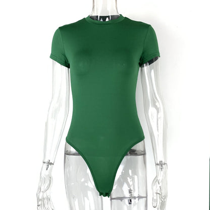 2025 summer new casual women's clothing Europe and the United States cross-border short sleeve jumpsuit foreign trade tight jumpsuit bodysuit So ist Leben
