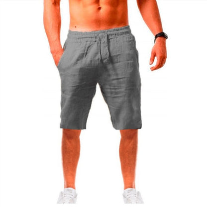 2022 Cross-Border Summer New Product Loose Cotton and Linen Breathable Five-Point Pants Men's Sports and Leisure Elastic Linen Shorts So ist Leben