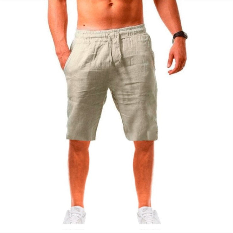 2022 Cross-Border Summer New Product Loose Cotton and Linen Breathable Five-Point Pants Men's Sports and Leisure Elastic Linen Shorts So ist Leben