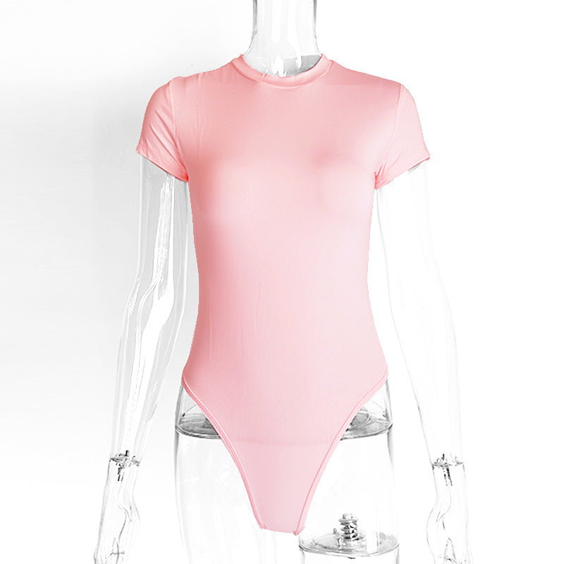 2025 summer new casual women's clothing Europe and the United States cross-border short sleeve jumpsuit foreign trade tight jumpsuit bodysuit So ist Leben