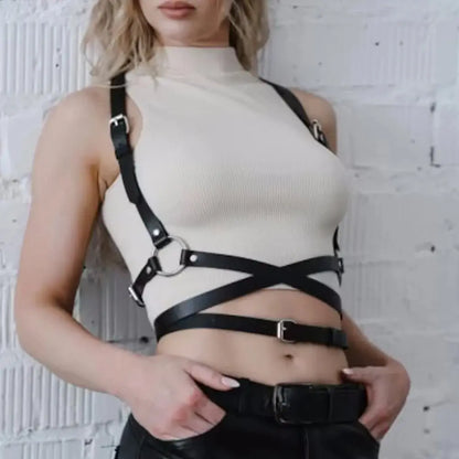 Women's Corset Belt Waist Straps PU Leather Harness Body Bondage Top Belt Punk Gothic Clothes Rock Fashion Accessories for Girl - So ist Leben
