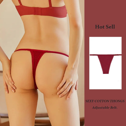 Sexy Frauen Baumwolle Tangas verstellbaren Gürtel nahtlosen Höschen atmungsaktive niedrige Taille Dessous weibliche weiche einfarbige Intimates So ist Leben