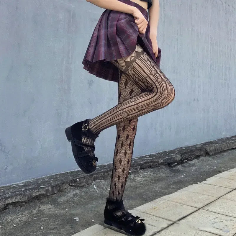 Klassische Lolita Höhlte Heraus Spitze Mesh Strümpfe Mit Flachem Boden Strumpfhosen Frauen Sexy Japanische Mädchen Gothic Punk Retro Spinne Web Strumpfhosen So ist Leben