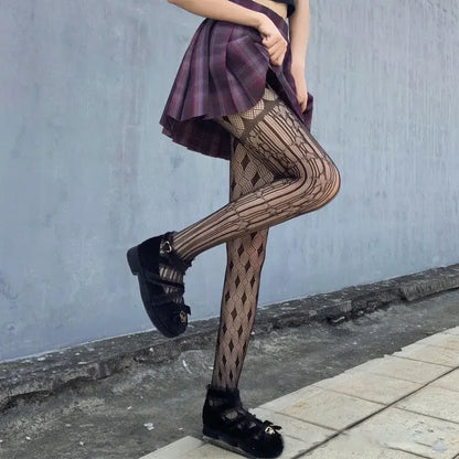 Klassische Lolita Höhlte Heraus Spitze Mesh Strümpfe Mit Flachem Boden Strumpfhosen Frauen Sexy Japanische Mädchen Gothic Punk Retro Spinne Web Strumpfhosen So ist Leben