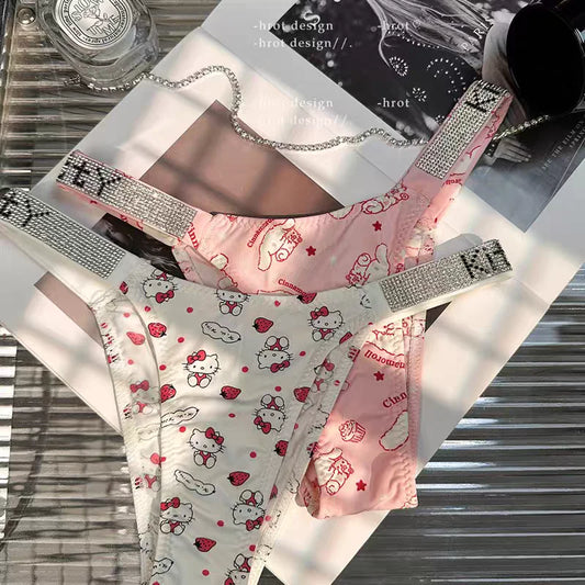 Sexy Tanga Hello Kitty Höschen Kawaii süße Cartoon Unterwäsche Frauen Eis Seide Slip Mädchen Geschenk Unterhose So ist Leben