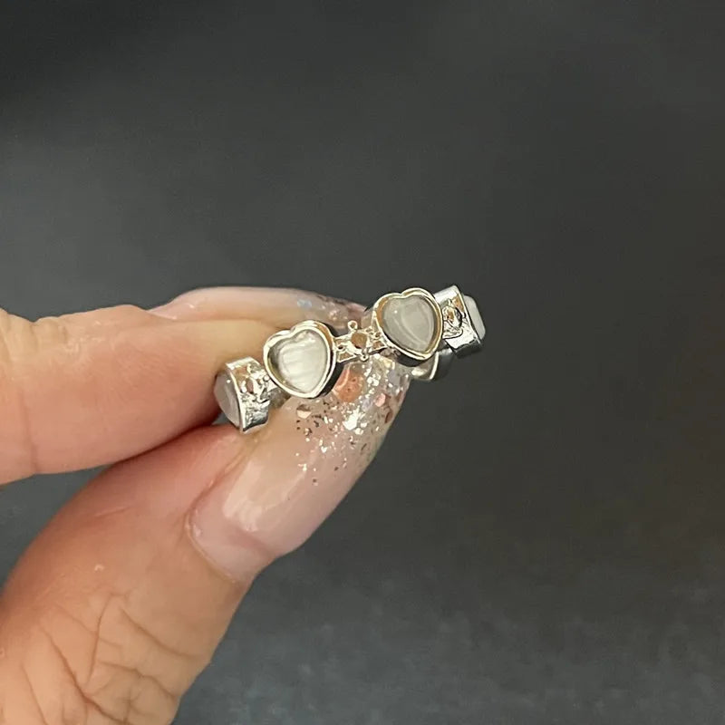 Y2K Kristall Ringe Kpop Herz Einstellbare Ring Unregelmäßige Geometrie Punk Vintage Ringe Set für Frauen Mädchen Neue Mode Schmuck So ist Leben