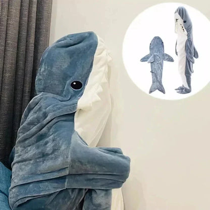 Cartoon Shark Decke Hoodie Frauen Kigurumi Overall Kinder Eltern Mit Kapuze Warme Flanell Lustige Homewear Shark Onesie Schlafsack - So ist Leben