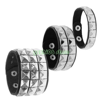 T5UF Stylish Punk Rock Armband Square Nieten Punk Armband Trendy Gothic Jewelry für Individualität und Komfort geeignet So ist Leben