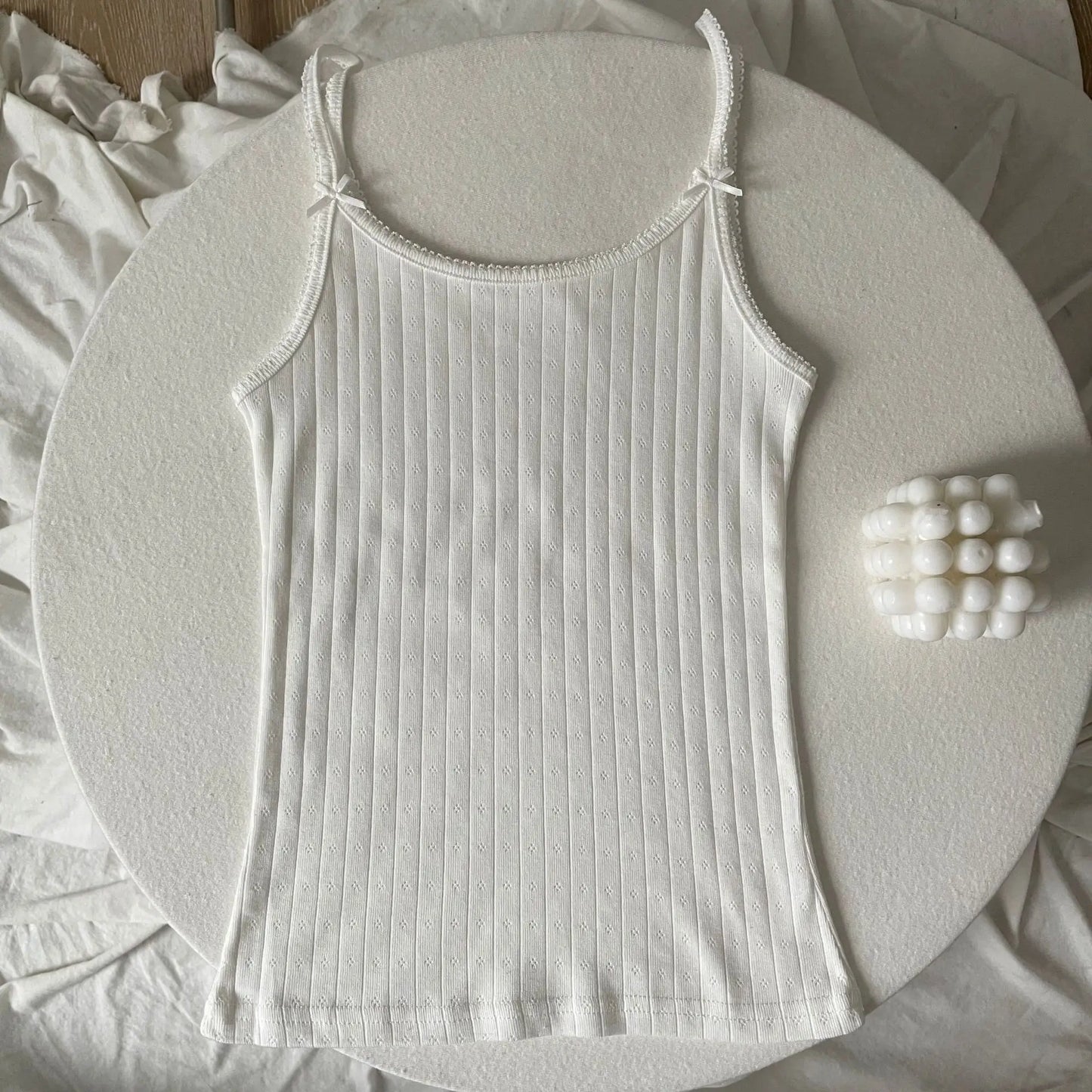Süße Blumendruck Öse Schleife abgeschnittene Westen Frauen Baumwolle beiläufige dünne Spitzenbesatz Tank Tops Vintage Adrette süße Leibchen Y2K So ist Leben