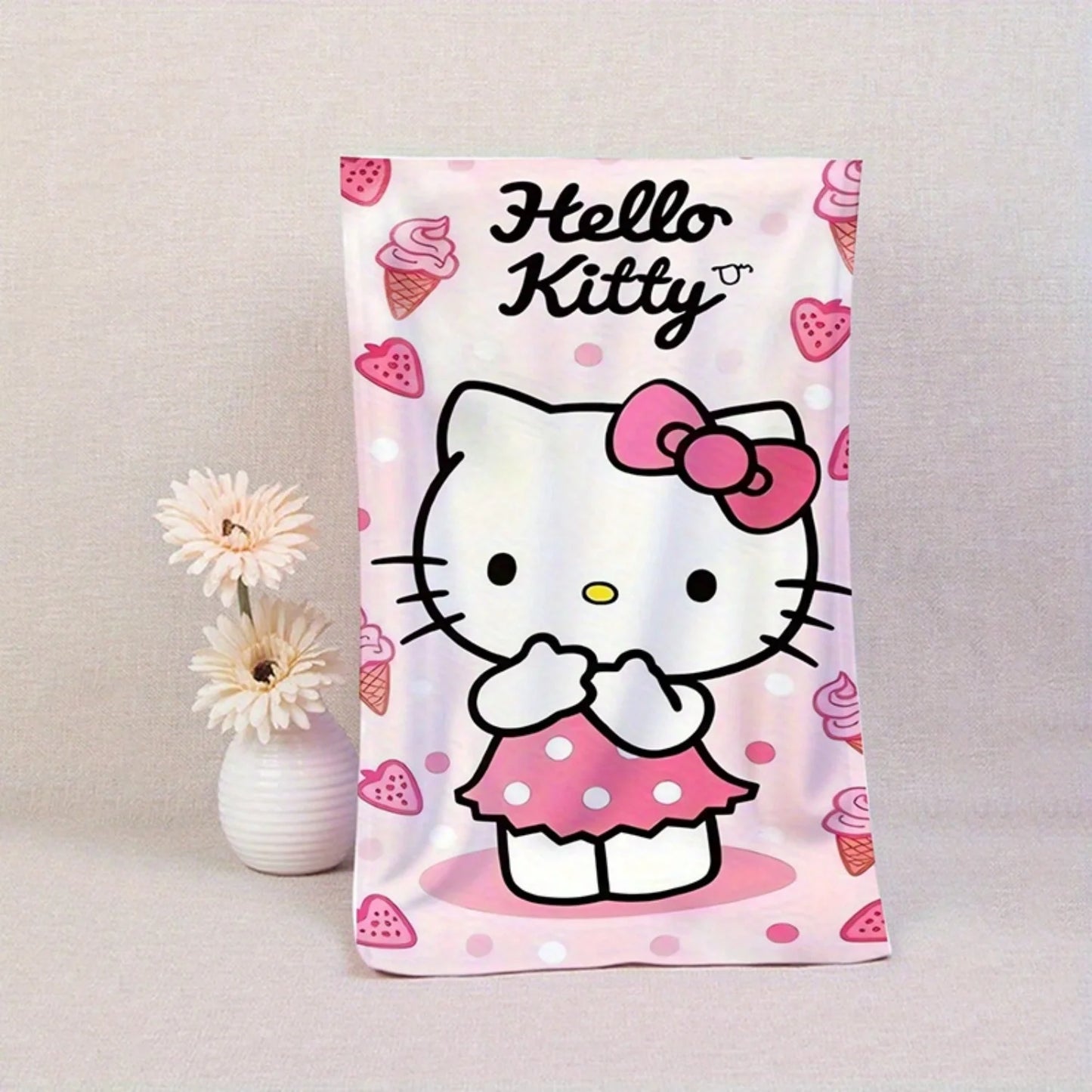 1 Mehrzweck-Handtuch mit Sanrio Hello Kitty-Motiv, fusselfrei, großes Strandtuch, kleines Küchentuch So ist Leben