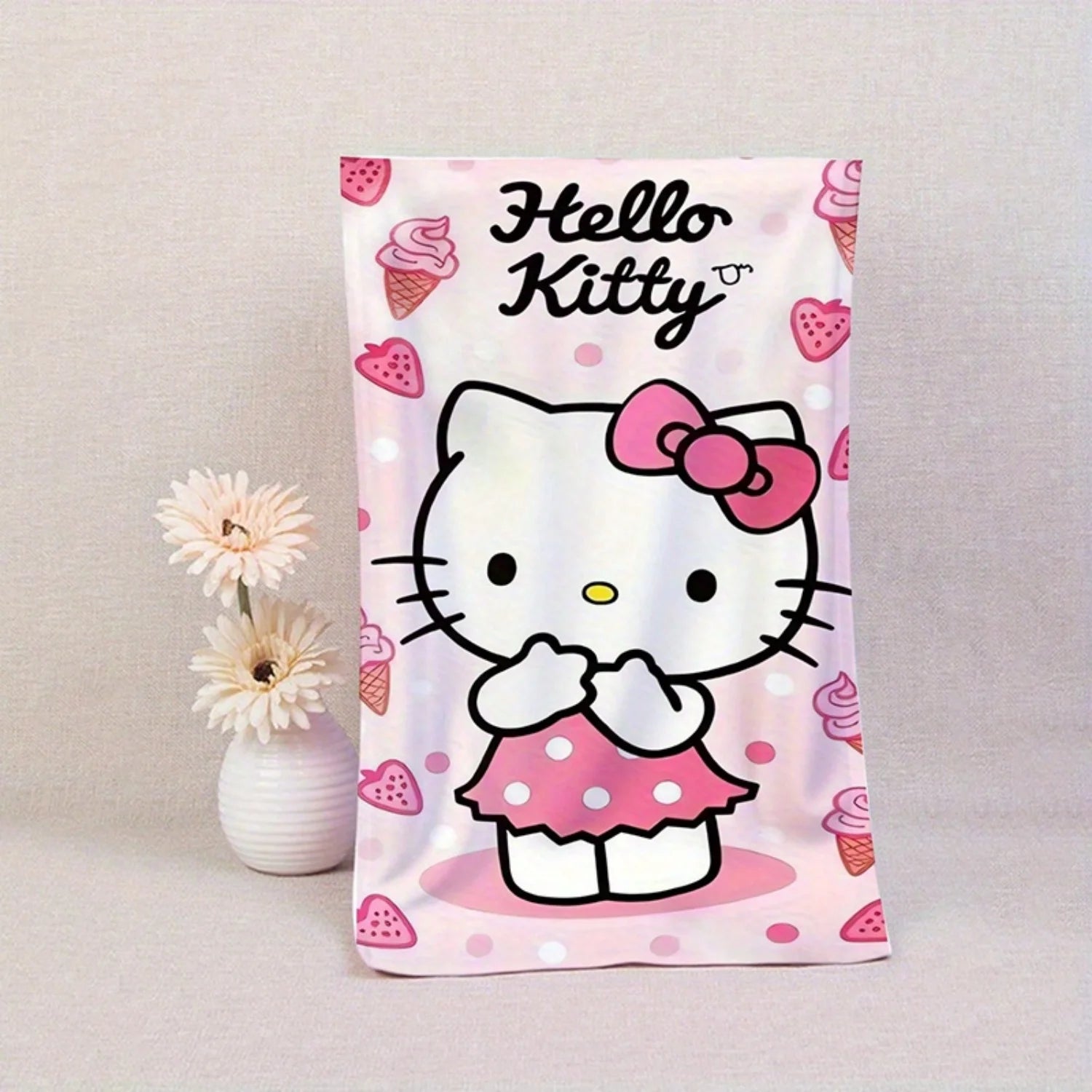 1 Mehrzweck-Handtuch mit Sanrio Hello Kitty-Motiv, fusselfrei, großes Strandtuch, kleines Küchentuch So ist Leben