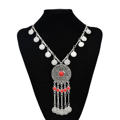 Türkei Bohemian Schwarz Blau Stein Ethnische Münze Quaste Halskette Türkische Gypsy Boho Strand Halsband Lätzchen Indien Halskette für Frauen Party So ist Leben
