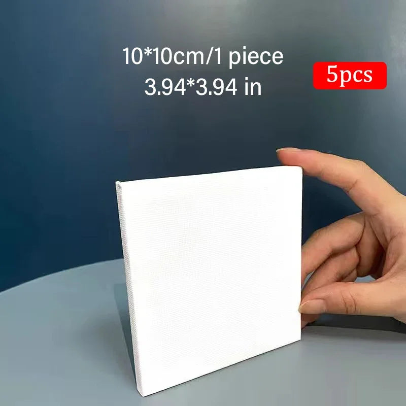 5 Stück weiße leere quadratische Künstler-Leinwand, Holzbrett, Rahmen, Baumwolle, Künstler-Leinwandbretter für Ölgemälde, Acryl, Aquarell So ist Leben