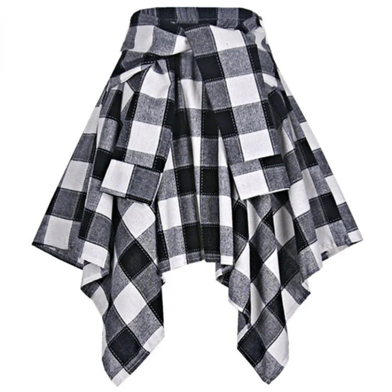 Plaid Rock Frauen Plissee Schnür Krawatte Minirock y2k Streetwear Harajuku Vintage unregelmäßige Sport Straße Frauen Furz Vorhang So ist Leben