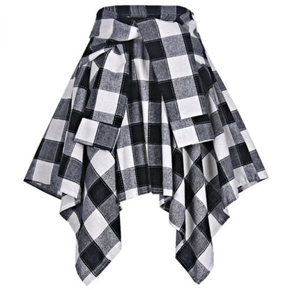 Plaid Rock Frauen Plissee Schnür Krawatte Minirock y2k Streetwear Harajuku Vintage unregelmäßige Sport Straße Frauen Furz Vorhang So ist Leben