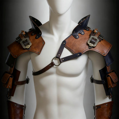 Mittelalterlicher Wikinger-Krieger, Ritter, Schulterpanzer, Gladiator, Piraten-Pauldrons, Steampunk, Vintage-Stil, PU-Leder, Spaulders, Cosplay-Kostüm So ist Leben