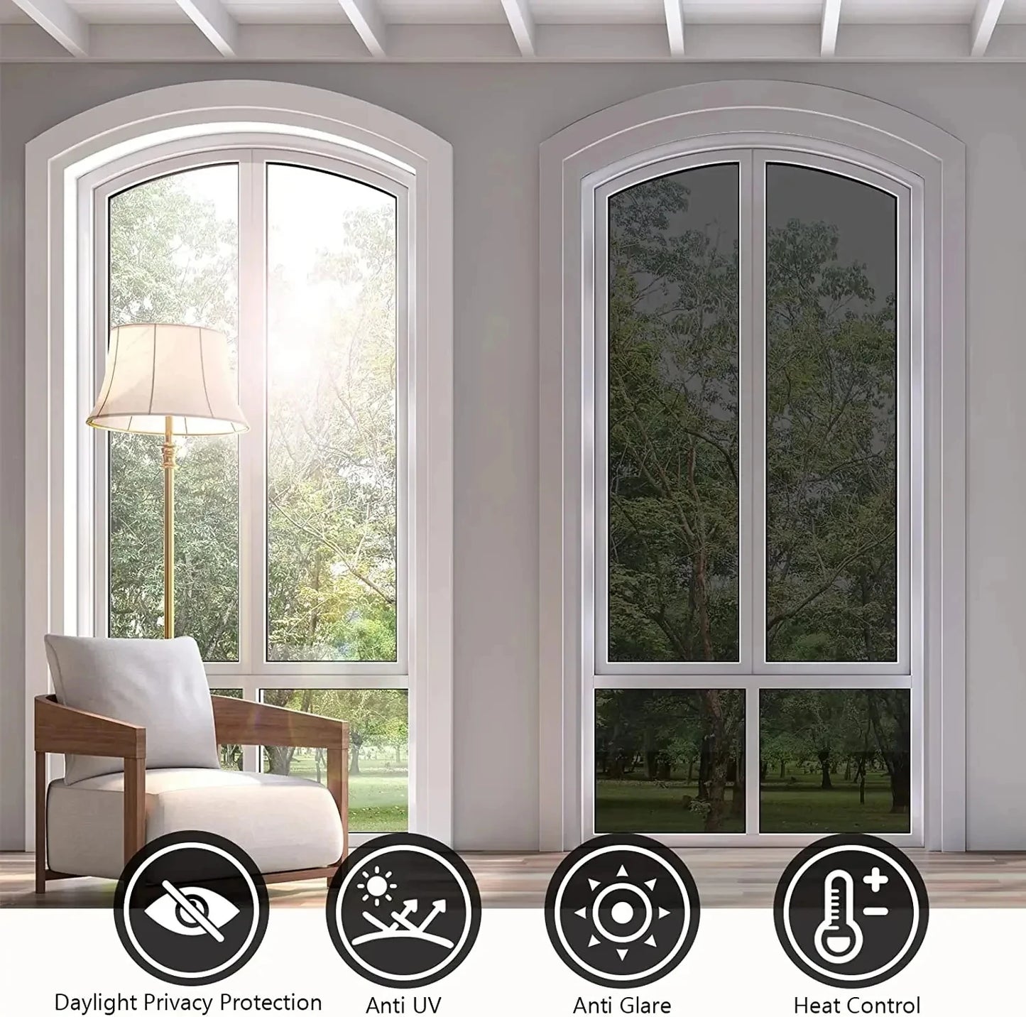 40-90CM Haus Fenster Privatsphäre Tönung Film Anti Look Glas Aufkleber Tag Einweg Spiegel Bildschirm Folie Vinyl UV Schutz Filme So ist Leben