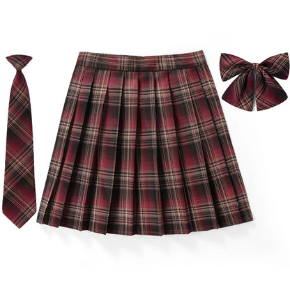Frauen Hohe Taille Gefaltete Rock Plaid Krawatte Sommer Neue Harajuku Preppy Mini EINE Linie Japanische Schule Uniformen Mädchen Kawaii Rock So ist Leben
