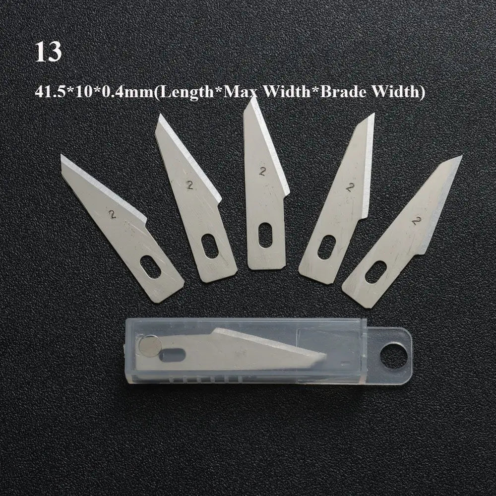 10PCS Klingen Cutter Handwerk Holz Carving Messer Gravur Nicht-Slip Metall Skalpell Messer Teile Handy PCB Reparatur hand Werkzeuge So ist Leben