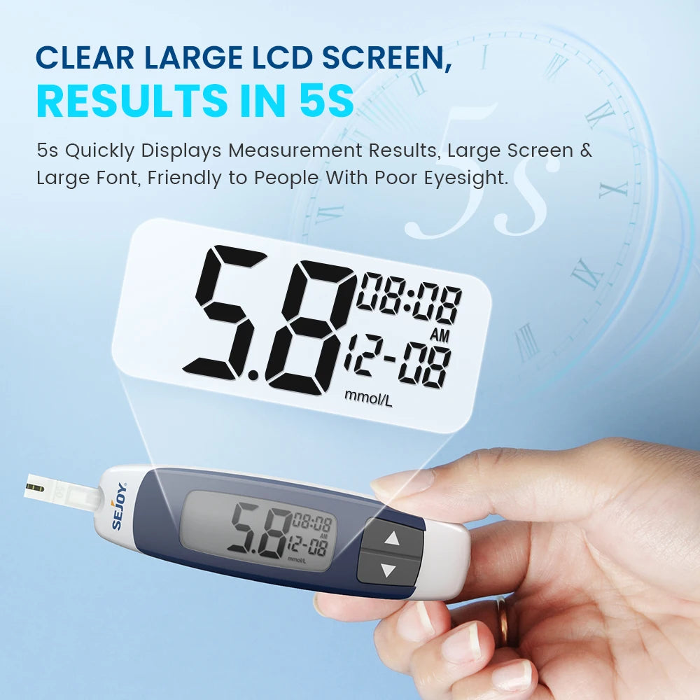 Sejoy Blutzuckermessgerät Diabetes-Testkit Diabetes-Lancetten-Maschine Glukometer mit Teststreifen Lancetten Blutzuckermessgerät So ist Leben