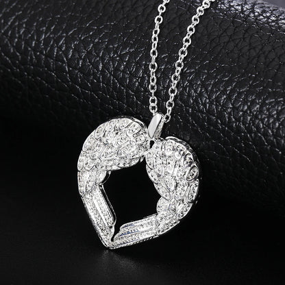 925 sterling Silber Engel flügel herz Anhänger Halskette Für Frauen luxus mode party hochzeit zubehör Schmuck Weihnachten geschenk So ist Leben
