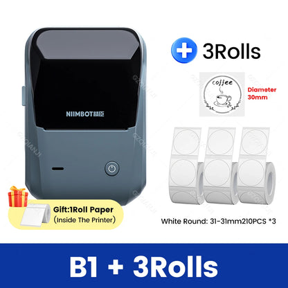 Original Niimbot B1 Etiketten drucker Farbe runde Aufkleber Handheld tragbare Bluetooth selbst klebende Etikettierung Business-Maschine klein So ist Leben