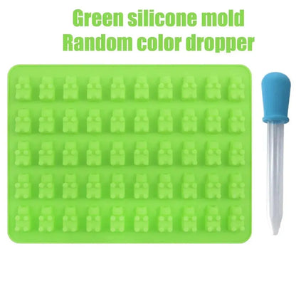 50 Gitter Gummibärchen Silikon form niedlichen Bären gelee Formen Süßigkeiten Schokolade Fondant Tabletts mit Tropfer DIY Back dekoration Werkzeuge - So ist Leben