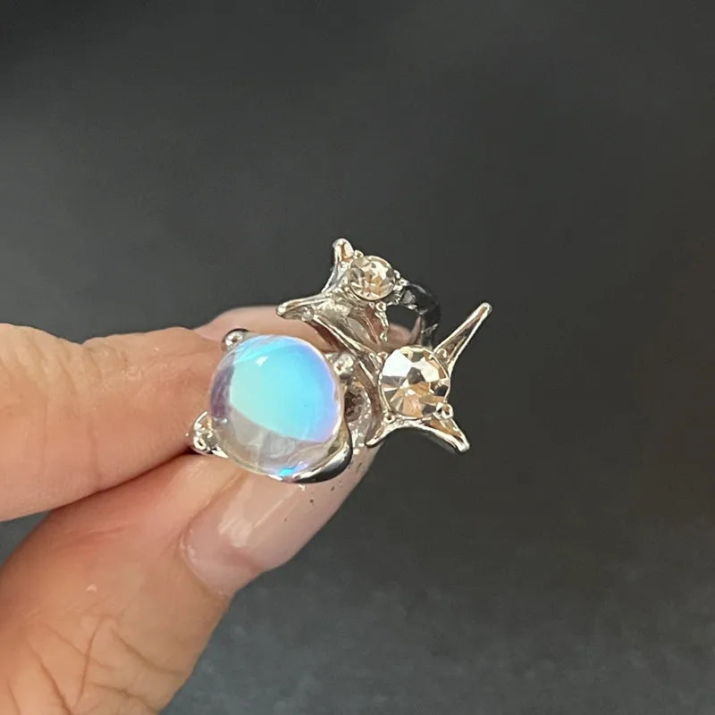 Y2K Kristall Ringe Kpop Herz Einstellbare Ring Unregelmäßige Geometrie Punk Vintage Ringe Set für Frauen Mädchen Neue Mode Schmuck So ist Leben