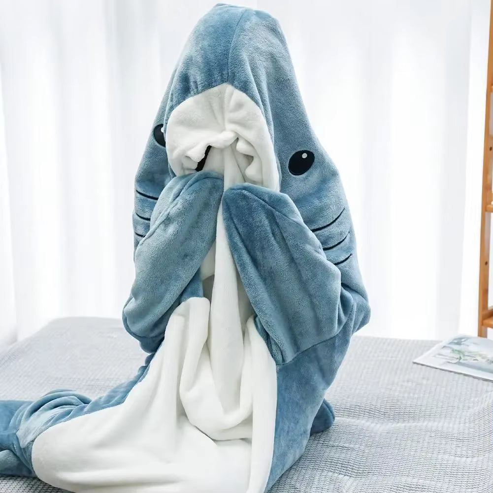 Shark Decken‑Hoodie – Warme Cartoon Homewear für Winter So ist Leben