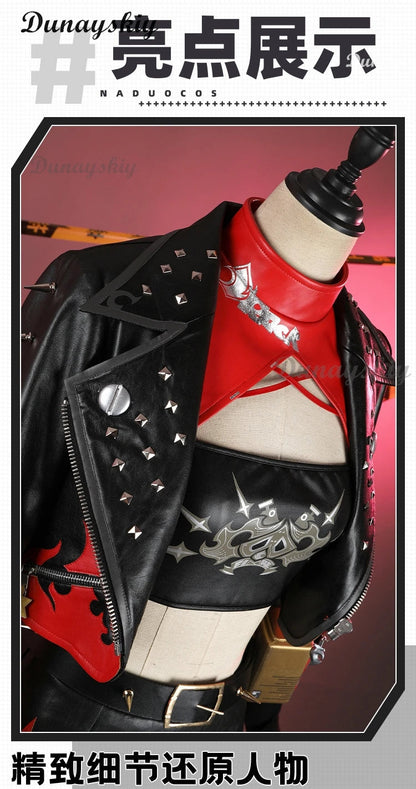 Burnice Weißes Cosplay-Kostüm, Perücke, Haar, Zenless Zone Zero, Rollenspiel, Halloween-Party, Brille, Frau, Comic-Con-Verkleidung, Kampfset So ist Leben