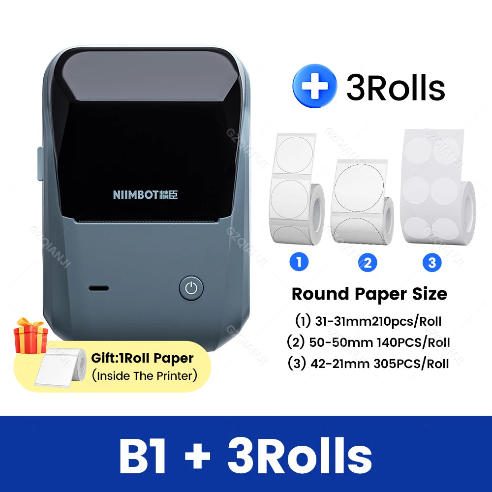 Original Niimbot B1 Etiketten drucker Farbe runde Aufkleber Handheld tragbare Bluetooth selbst klebende Etikettierung Business-Maschine klein So ist Leben