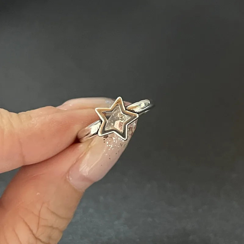 Y2K Kristall Ringe Kpop Herz Einstellbare Ring Unregelmäßige Geometrie Punk Vintage Ringe Set für Frauen Mädchen Neue Mode Schmuck So ist Leben