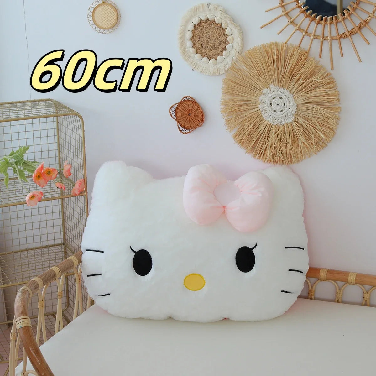 Sanrio Bequeme Hello Kitty Plüschtiere, weiches Umarmungskissen, gefülltes Anime-Rückenkissen, Sofa, Bett, große Plüschtiere, Weihnachtsgeschenk für Mädchen So ist Leben