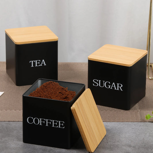 3Pcs Kaffee Bean Lagerung Kanister Tee Zucker Vakuum Versiegelt Gläser Eisen Kanister Wärme Küche Creme Kann Luftdichten Deckel So ist Leben