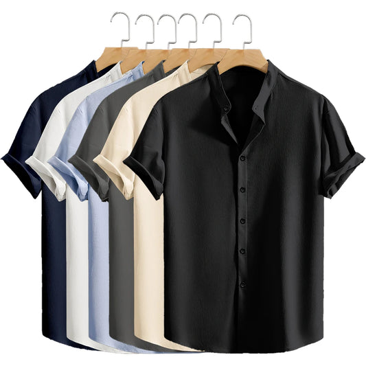 Jugend Casual Strand Kurzarm Shirts Einfarbig Lose Beiläufige Atmungsaktive Hemd Leichte Streetwear Männliche Taste Tops So ist Leben