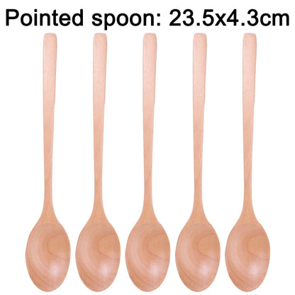 10/1Pcs Holz Tee Löffel Kochen Rühren Suppe Scoop Lange Hand Ellipse Küche Geschirr Set Kaffee Dessert Honig rühren Teelöffel So ist Leben