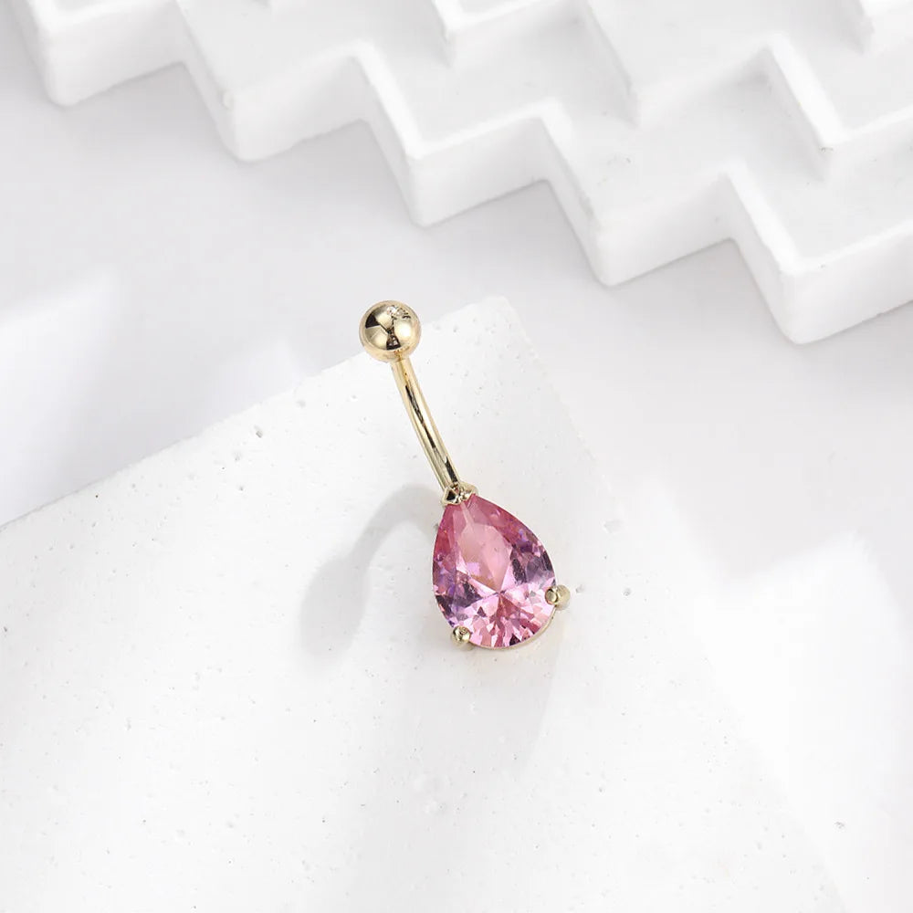 Herzförmiger Nabelring Ornament Wassertropfen 14G Bauchnabelpiercing Langhantel Anhänger Bauch Nombril Piercing Damenschmuck So ist Leben