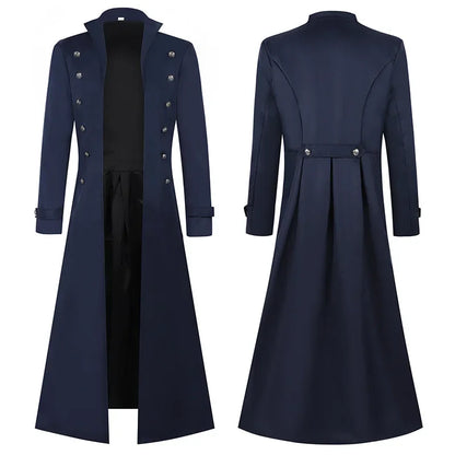 S-5XL Plus Größe Männer Gothic Graben Mittelalterlichen Steampunk Retro Stil Lange Jacken Zweireiher Solide männer Vintage Lange Jacken So ist Leben