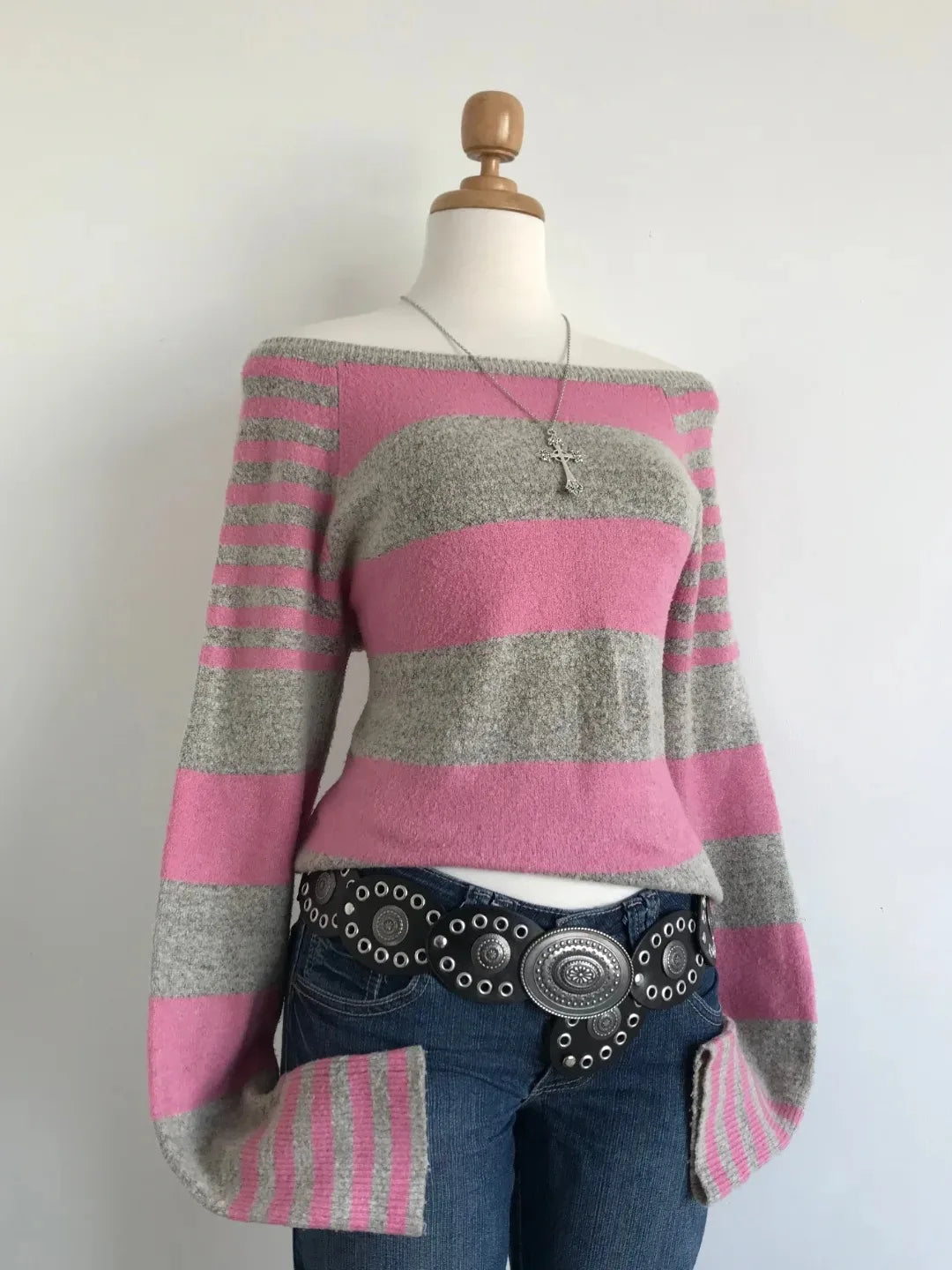 Spicy Girls Stripe Harajuku Y2k Langarm Top Streetwear Rock Goth Chic Crop Top Hip Hop Chic Langarm Pullover Mode Punk So ist Leben